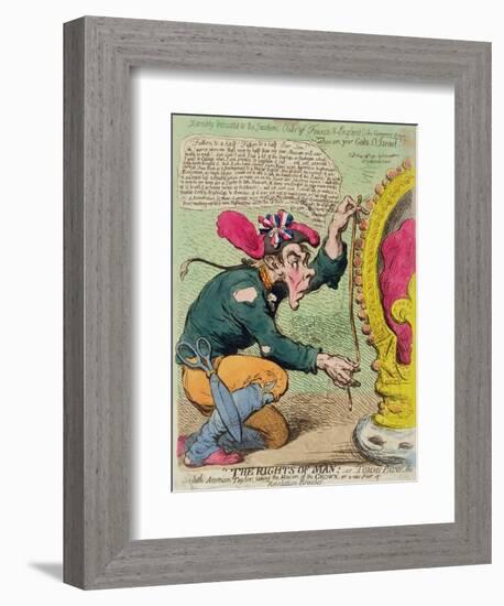The Rights of Man, or Tommy Paine, the Little American Taylor, Taking the Measure of the Crown…-James Gillray-Framed Giclee Print