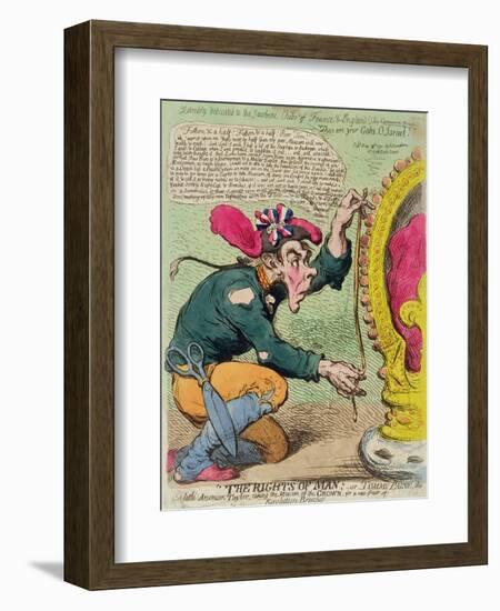 The Rights of Man, or Tommy Paine, the Little American Taylor, Taking the Measure of the Crown…-James Gillray-Framed Giclee Print