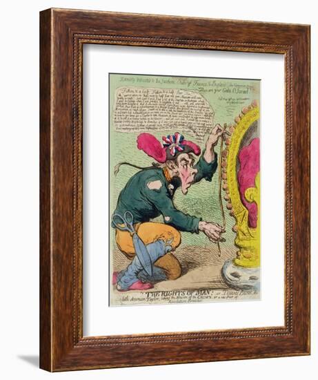 The Rights of Man, or Tommy Paine, the Little American Taylor, Taking the Measure of the Crown…-James Gillray-Framed Giclee Print