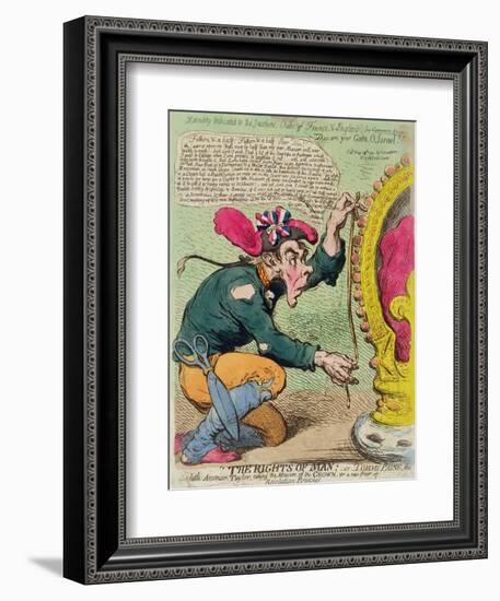 The Rights of Man, or Tommy Paine, the Little American Taylor, Taking the Measure of the Crown…-James Gillray-Framed Giclee Print