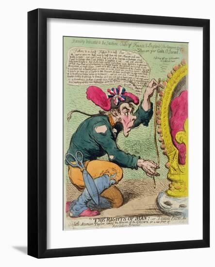 The Rights of Man, or Tommy Paine, the Little American Taylor, Taking the Measure of the Crown…-James Gillray-Framed Giclee Print