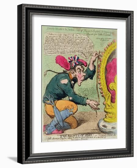 The Rights of Man, or Tommy Paine, the Little American Taylor, Taking the Measure of the Crown…-James Gillray-Framed Giclee Print