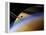 The Ringed Giant Saturn Rises Above the Haze of Titan-Stocktrek Images-Framed Premier Image Canvas