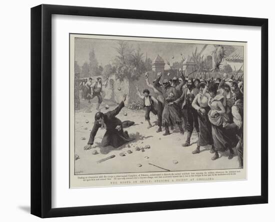 The Riots in Sicily, Stoning a Priest at Gibellina-null-Framed Giclee Print