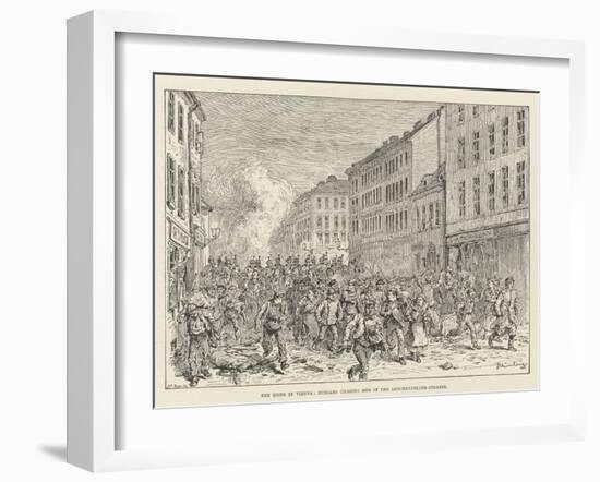 The Riots in Vienna, Hussars Chasing Mob in the Lerchenfelder-Strasse-Johann Nepomuk Schonberg-Framed Giclee Print