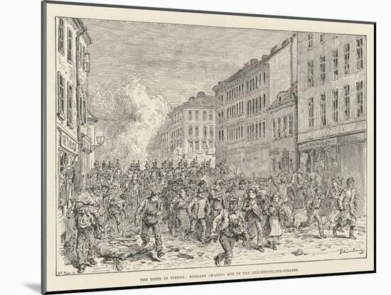 The Riots in Vienna, Hussars Chasing Mob in the Lerchenfelder-Strasse-Johann Nepomuk Schonberg-Mounted Giclee Print