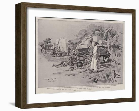 The Rising in Matabeleland, Halting for a Meal on the Way to Buluwayo-Charles Edwin Fripp-Framed Giclee Print
