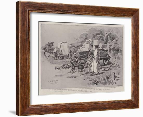 The Rising in Matabeleland, Halting for a Meal on the Way to Buluwayo-Charles Edwin Fripp-Framed Giclee Print