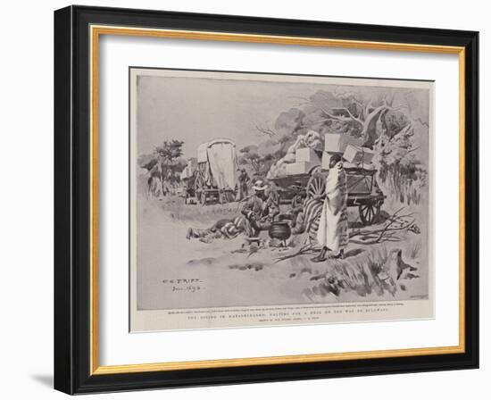 The Rising in Matabeleland, Halting for a Meal on the Way to Buluwayo-Charles Edwin Fripp-Framed Giclee Print