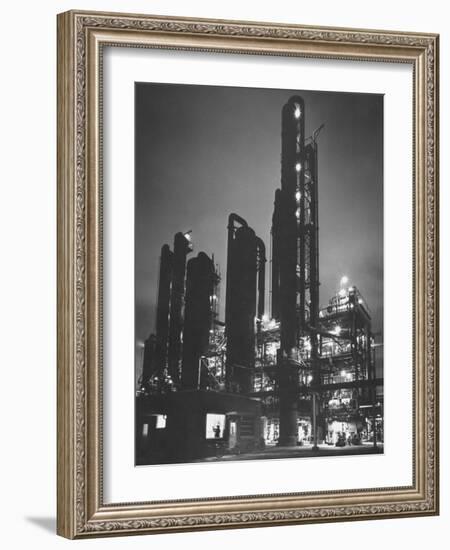 The Rising Towers of Monsanto Chemical Plant Which Makes Styrene Used in Rubber, Paint and Plastic-W^ Eugene Smith-Framed Photographic Print