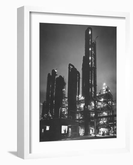 The Rising Towers of Monsanto Chemical Plant Which Makes Styrene Used in Rubber, Paint and Plastic-W^ Eugene Smith-Framed Photographic Print