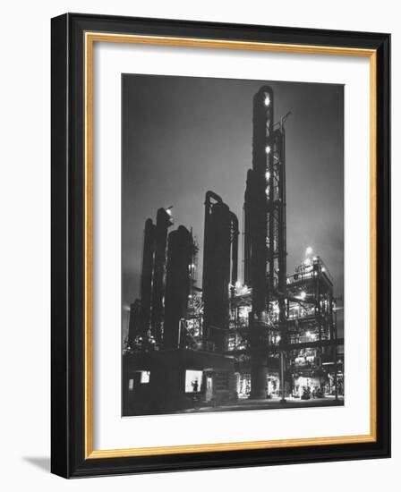 The Rising Towers of Monsanto Chemical Plant Which Makes Styrene Used in Rubber, Paint and Plastic-W^ Eugene Smith-Framed Photographic Print