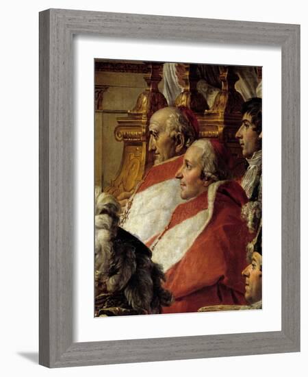 The Rite of Napoleon. Detail Depicting the Cardinals and Jean Baptiste Jules Bernadotte (1763-1844)-Jacques Louis David-Framed Giclee Print