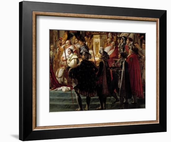 The Rite of Napoleon. Detail Depicting the Foreground with Pope Pius VII during the Sacre of Empero-Jacques Louis David-Framed Giclee Print