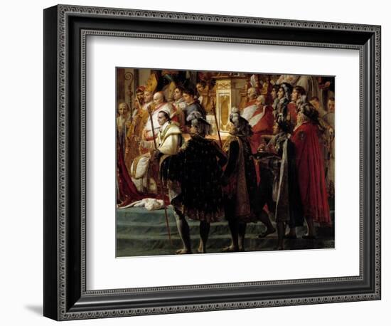 The Rite of Napoleon. Detail Depicting the Foreground with Pope Pius VII during the Sacre of Empero-Jacques Louis David-Framed Giclee Print