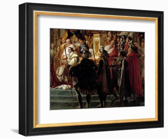 The Rite of Napoleon. Detail Depicting the Foreground with Pope Pius VII during the Sacre of Empero-Jacques Louis David-Framed Giclee Print