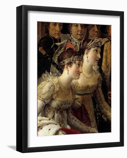 The Rite of Napoleon. Detail Representing Madame De La Rochefoucault and Madame Lavalette during Th-Jacques Louis David-Framed Giclee Print