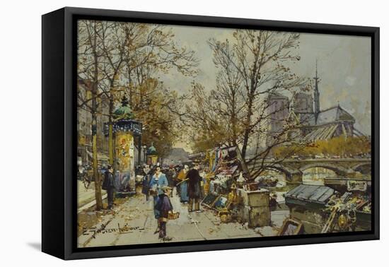 The Rive Gauche, Paris, with Notre Dame Beyond-Eugene Galien-Laloue-Framed Premier Image Canvas