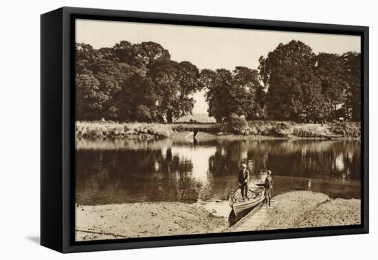 The River at the Isleworth Ferry Looking Towards the Green Glades of Kew Gardens-English Photographer-Framed Premier Image Canvas