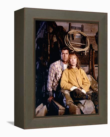 The River by Mark Rydell with Mel Gibson and Sissy Spacek, 1984 (photo)-null-Framed Stretched Canvas