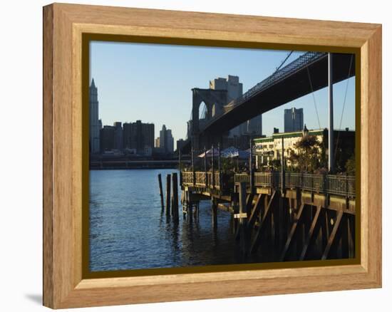 The River Cafe Under Brooklyn Bridge, Brooklyn, New York City, New York, USA-Amanda Hall-Framed Premier Image Canvas