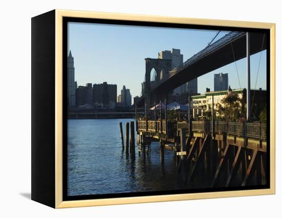 The River Cafe Under Brooklyn Bridge, Brooklyn, New York City, New York, USA-Amanda Hall-Framed Premier Image Canvas