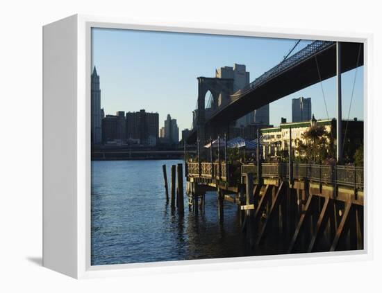 The River Cafe Under Brooklyn Bridge, Brooklyn, New York City, New York, USA-Amanda Hall-Framed Premier Image Canvas