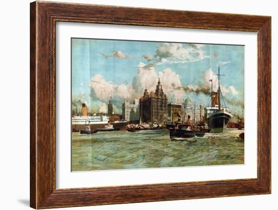 The River Mersey, from the Series 'Western Gateway to the Empire', 1928-Charles Edward Dixon-Framed Giclee Print