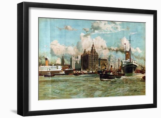 The River Mersey, from the Series 'Western Gateway to the Empire', 1928-Charles Edward Dixon-Framed Giclee Print