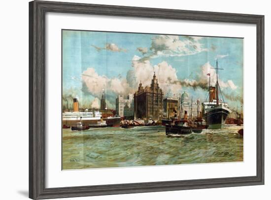 The River Mersey, from the Series 'Western Gateway to the Empire', 1928-Charles Edward Dixon-Framed Giclee Print