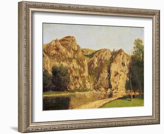 The River Meuse, Freyr, C.1856 (Oil on Canvas)-Gustave Courbet-Framed Giclee Print