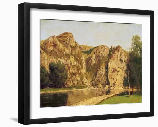 The River Meuse, Freyr, C.1856 (Oil on Canvas)-Gustave Courbet-Framed Giclee Print