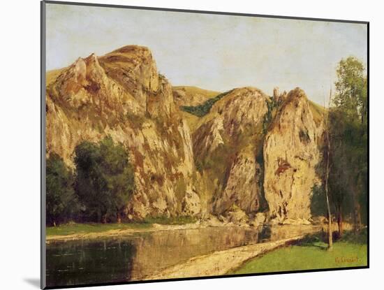 The River Meuse, Freyr, C.1856 (Oil on Canvas)-Gustave Courbet-Mounted Giclee Print
