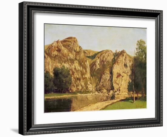 The River Meuse, Freyr, C.1856 (Oil on Canvas)-Gustave Courbet-Framed Giclee Print