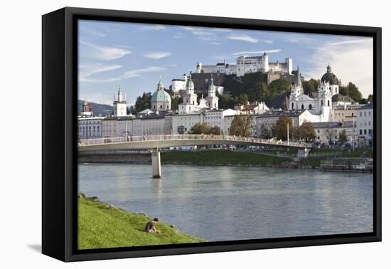 The River Salzach and the Baroque City of Salzburg, Austria-Julian Castle-Framed Stretched Canvas