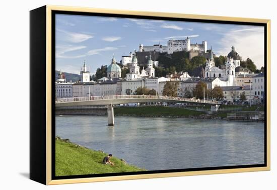 The River Salzach and the Baroque City of Salzburg, Austria-Julian Castle-Framed Stretched Canvas