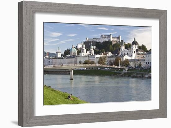The River Salzach and the Baroque City of Salzburg, Austria-Julian Castle-Framed Photo