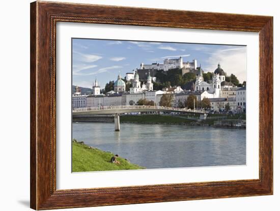 The River Salzach and the Baroque City of Salzburg, Austria-Julian Castle-Framed Photo