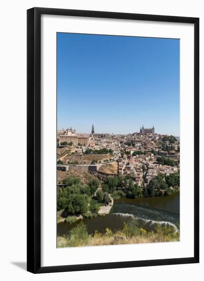 The River Tagus with the Alcazar and Cathedral Towering Above the Rooftops of Toledo, Spain-Martin Child-Framed Photographic Print