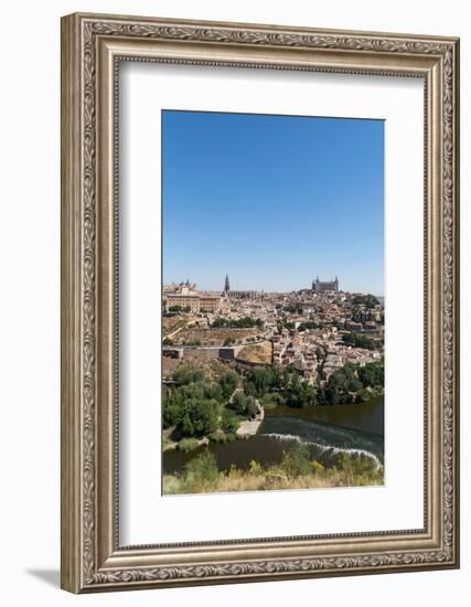 The River Tagus with the Alcazar and Cathedral Towering Above the Rooftops of Toledo, Spain-Martin Child-Framed Photographic Print