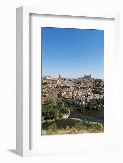 The River Tagus with the Alcazar and Cathedral Towering Above the Rooftops of Toledo, Spain-Martin Child-Framed Photographic Print