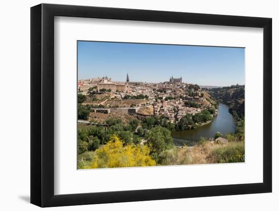 The River Tagus with the Alcazar and Cathedral Towering Above the Rooftops of Toledo, Spain-Martin Child-Framed Photographic Print