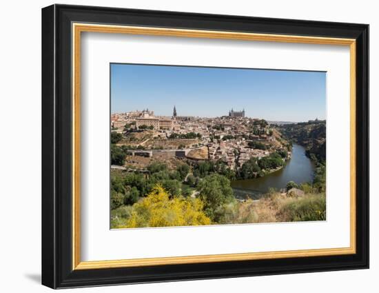 The River Tagus with the Alcazar and Cathedral Towering Above the Rooftops of Toledo, Spain-Martin Child-Framed Photographic Print