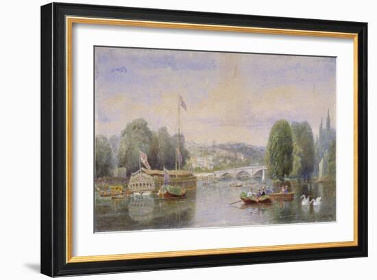 The River Thames with Richmond Bridge and Richmond Hill in the Distance, London, 1867-George Henry Andrews-Framed Giclee Print
