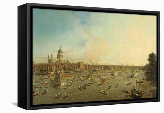 The River Thames with St. Paul's Cathedral on Lord Mayor's Day, c.1747-8-Canaletto-Framed Premier Image Canvas