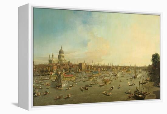 The River Thames with St. Paul's Cathedral on Lord Mayor's Day, c.1747-8-Canaletto-Framed Premier Image Canvas