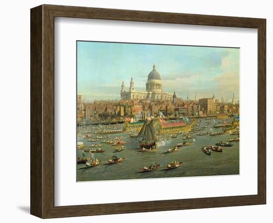 The River Thames with St. Paul's Cathedral on Lord Mayor's Day, Detail of St. Paul's Cathedral-Canaletto-Framed Giclee Print