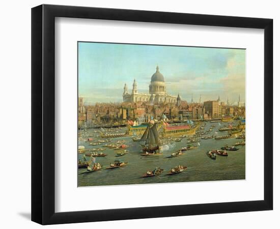 The River Thames with St. Paul's Cathedral on Lord Mayor's Day, Detail of St. Paul's Cathedral-Canaletto-Framed Giclee Print