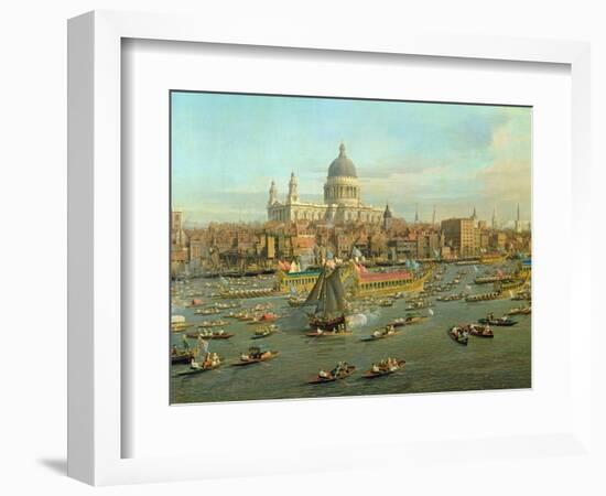 The River Thames with St. Paul's Cathedral on Lord Mayor's Day, Detail of St. Paul's Cathedral-Canaletto-Framed Giclee Print