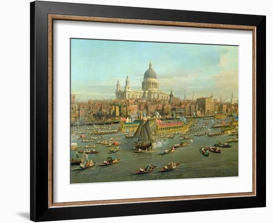 The River Thames with St. Paul's Cathedral on Lord Mayor's Day, Detail of St. Paul's Cathedral-Canaletto-Framed Giclee Print